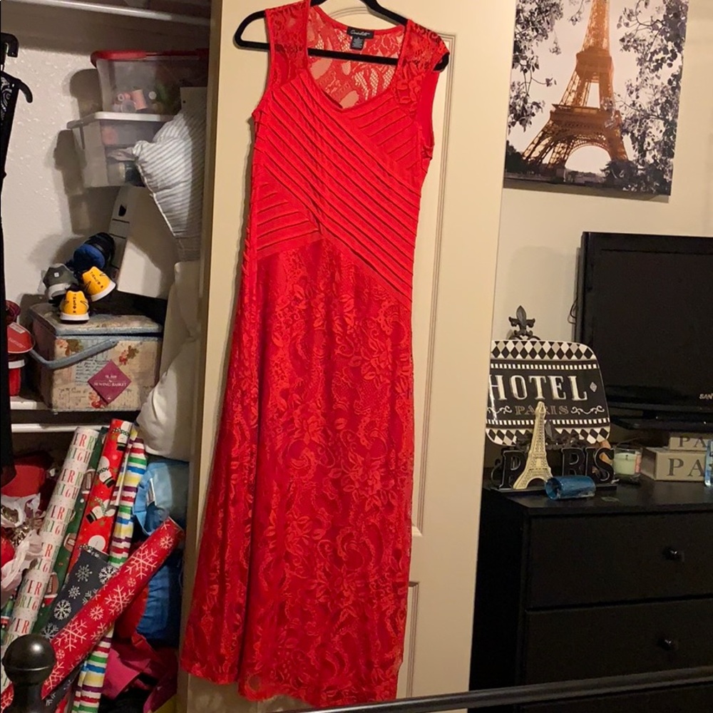 Red flattering dress!